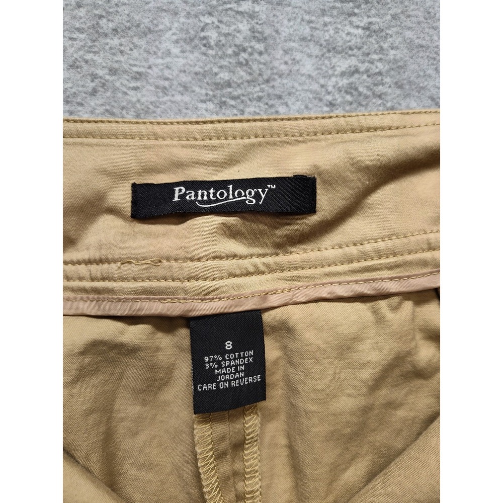 Pantalogy Women Bermuda Shorts 8 Beige Elastic Waist Zip Hook & Eyes Logo Casual - Picture 12 of 16